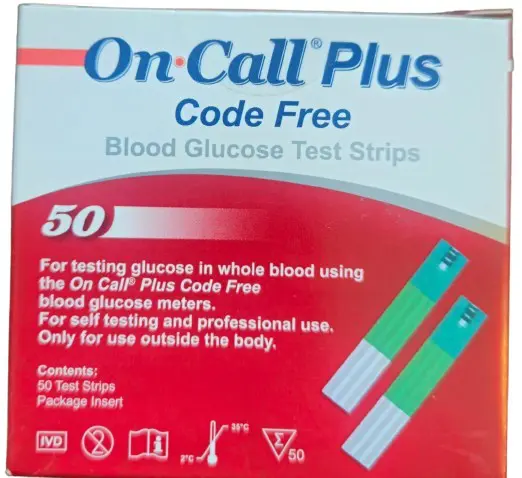 OnCall Plus Code Free Blood Glucose Test Strips - 50 Strips